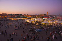 Djemaa el-Fna town square at dusk, Marrakech, Morocco, November 2008.