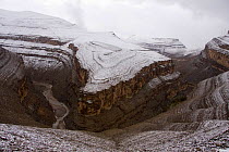 Snow in gorge, Dades Valley, Atlas Mountains, Morocco, November 2008.