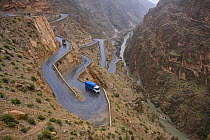 Switchback / hairpin bends in Dades Gorge, Atlas Mountains, Morocco. November 2008.
