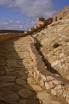 Steps ascending Aït Benhaddou Kasbah UNESCO site, Morocco. November 2008.