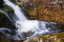 Waterfall above Coille na Glas leitre, Beinn Eighe NNR, Wester Ross, Scotland, October