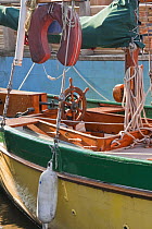 Lifering on wooden sailing yacht, Underfall Yard, Bristol, UK. April 2009.