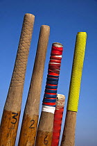 Gig oars with different types of grips at Cornwall County Pilot Gig Championships, Newquay, September 2008.