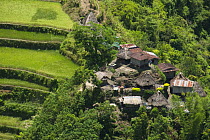 Aerial view of village in the Banaue Rice Terraces, Philippines.  UNESCO World Heritage Site 2008