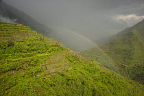 Rainbow over Banaue Rice Terraces, Philippines.  UNESCO World Heritage Site 2008