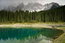 Lake Karer with Latemar Massif, Dolomite Alps, Italy, September 2008