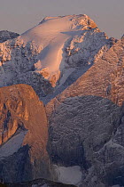 The Marmolata glacier, the highest elevation of the Dolomite Alps (3342 m) at sunset, Northern Italy, September 2008