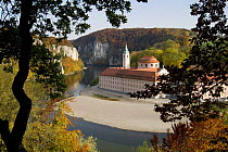 Weltenburg Monastery and the River Danube Canyon, autumn, Bavaria, Germany, October 2008