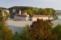Weltenburg Monastery and the River Danube Canyon / gorge, autumn, Bavaria, Germany, October 2008
