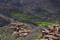 Villages and terraces, Azzadene Valley, High Atlas Mountains, Morocco. March 2006.