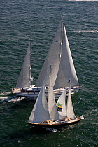147' Vitter's yacht "Timoneer" racing "Sceptre" during the Newport Bucket Regatta, July 2009, Rhode Island, USA.