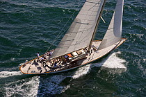 W-Class yacht "Wild Horses" sailing upwind during the Newport Bucket Regatta, July 2009, Rhode Island, USA.