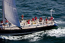 Swan 68' "Chippewa" sailing downwind in the Newport Bucket Regatta, July 2009, Rhode Island, USA.