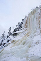 Frozen waterfall in Korouoma gorge, Posio, Finland.