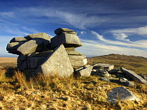 Granite outcrops / geological features on Rough tor, Bodmin moor, North Cornwall, February 2009.
