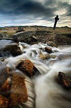 River with the "Windy Post" in the background, near Feather tor, Dartmoor, Devon, UK. February 2009.