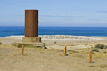 Old boiler that was used for the commercial exploitation of Cormorant guano for fertilizer, Monte Leon National Park, Santa Cruz Province, Patagonia, Argentina, December 2006
