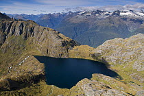 Aerial view of Fiordland National Park, South Island, New Zealand, January 2009