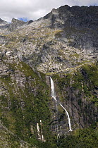Aerial view of Fiordland National Park, South Island, New Zealand, January 2009