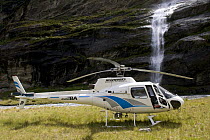 Helicopter landed in Fiordland National Park, South Island, New Zealand, January 2009