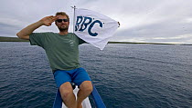 Mark Brownlow, producer and photographer, on location for BBC NHU series, Galapagos, March 2008