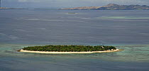 Aerial view of small island off Fiji, Melanesia, Pacific, September 2007
