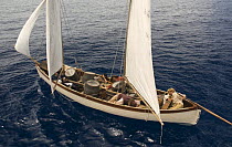 BBC actors in re-enactment of the Whaleboat drama following the sinking of the Whaleship Essex by Sperm whales in the South pacific in 1820. February 2008