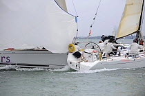"Keel Over" and "Salvo" colliding at Cowes Week, August 2009.