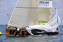 Dropping the spinnaker on "Drilling Systems", Cowes Week, August 2009.