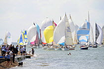 Spectators watching race from the Green, Cowes Week, August 2009. Fleet includes "Flyer", "Hot Rats", "Brightwork" and "Flashlight".