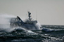 Fishing vessel "Harvester" in heavy seas on Barnacle Bank, North Sea, October 2008. Property Released.
