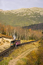 The cog railroad on Mount Washington in Twin Mountain, White Mountains, New Hampshire, USA. October 2007