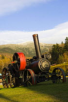 An old steam engine from the cog railroad on Mount Washington in Twin Mountain, White Mountains, New Hampshire, USA. October 2007