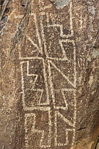 Native American rock engraving from around 1000 to 1400 AD, Three Rivers Petroglyph NRA, New Mexico, USA, February 2009