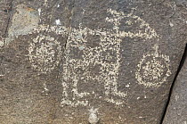 Native American rock engraving from around 1000 to 1400 AD, Three Rivers Petroglyph NRA, New Mexico, USA, February 2009