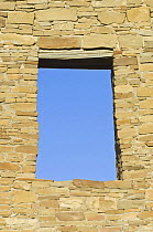Window / Doorway in ancient ruins of Pueblo del Arroyo, dwelling of the native american Pueblo people, Chaco Culture National Historical Park, New Mexico, USA, February 2009