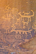 Rock engravings of the native american Pueblo people, Chaco Culture National Historical Park, New Mexico, USA, February 2009