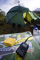 Camp set up in Sarek National Park, Laponia World Heritage Site, Lapland, Sweden, September 2008
