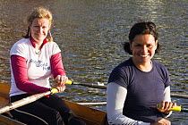 Annie Januszewski and Mel King training to row across the Atlantic in the WoodVale Challenge. Bristol Floating Harbour, 17th September 2009. Model Released.