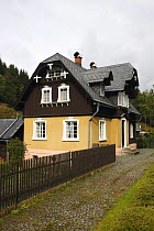Traditional architecture, half timbered house, Kyov, Ceske Svycarsko / Bohemian Switzerland National Park, Czech Republic, September 2008