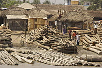 Timber yard beside the Rupsha River, Khulna, Khulna Province, Bangladesh. March 2006