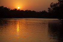 Sunset over a mangrove channel, Sundarbans, Khulna Province, Bangladesh, April 2006