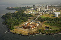 Aerial view of Oil Company facilities at Malabo, Bioko Island, Equatorial Guinea, Central Africa, January 2008