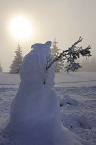 Snowman on Hauts Fourneaux, Ballon des Vosges Nature Park, Vosges, Lorraine, France, January 2009
