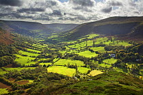 Vale of Ewyas, view over Capel-y-ffin and the valley of the Afon Honddu, Black Mountains, Brecon Beacons National Park, Powys, Wales, UK, October 2008