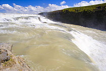 The Gullfoss waterfall in the river Hvita, South of Langjokull glacier, SW Iceland. July 2008