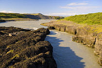 The river Hvita near the Gullfoss waterfall, South of Langjokull glacier, SW Iceland. July 2008