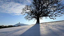 Panorama near Glastonbury in snow, with Glastonbury Tor in background, Digital Composite, January 2009, Somerset, UK