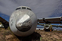 Old aircraft at aircraft restoration facility near areoplane boneyard, Tucson, Arizona, USA