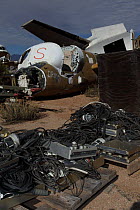 Old aircraft parts at aircraft restoration facility near airplane boneyard, Tucson, Arizona, USA